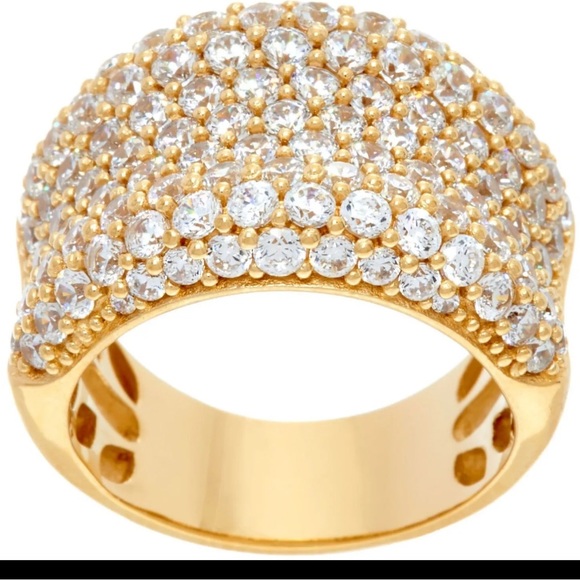 QVC Bold Concave Band Ring Simulated Diamond Size 6 Sterling Silver 925 - Picture 2 of 4